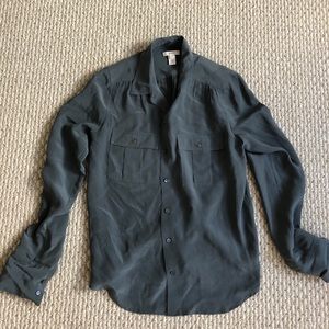 Silk green/grey J.Crew blouse